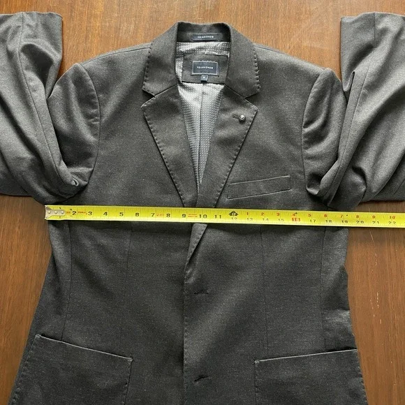 7 Diamonds Mens Medium 4 Way Stretch Blazer Dark Grey Modern 2 Button - Picture 7 of 14